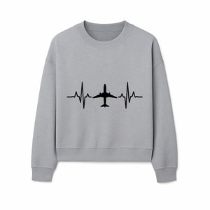 Airplane and Heartbeat Graphic Art Print - Aviation Lover Wall Decor for Travelers and Pilots - Sweatshirt 1758254653456.jpg