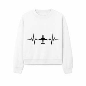 Airplane and Heartbeat Graphic Art Print - Aviation Lover Wall Decor for Travelers and Pilots - Sweatshirt 1758254653596.jpg