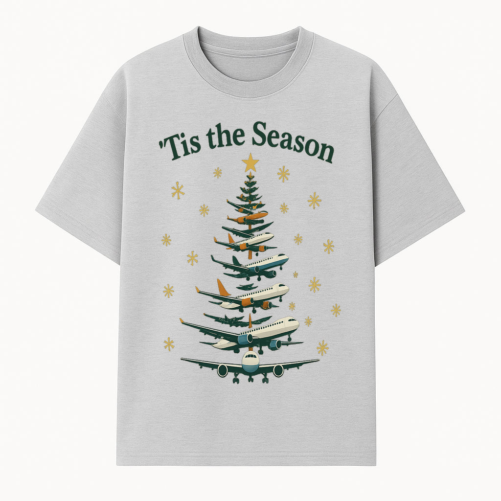 'Tis the Season Airplane Christmas Tree Graphic Tee - Holiday Travel Shirt for Pilots and Aviation Enthusiasts - T-shirt 1758254653662.jpg