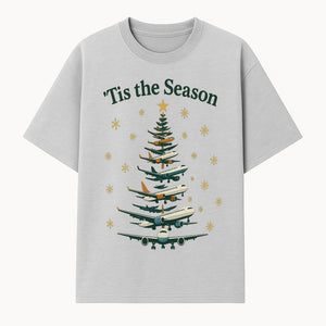 'Tis the Season Airplane Christmas Tree Graphic Tee - Holiday Travel Shirt for Pilots and Aviation Enthusiasts - T-shirt 1758254653662.jpg