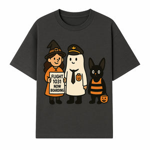 Halloween Flight 1031 Boarding Sign Art Print - Spooky Ghost, Witch, and Cat Costume Decor for Fall, Trick or Treat, Kids Room - T-shirt 1758254653825.jpg