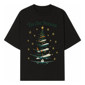 'Tis the Season Airplane Christmas Tree Graphic Tee - Holiday Travel Shirt for Pilots and Aviation Enthusiasts - T-shirt 1758254653833.jpg