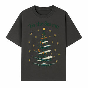 'Tis the Season Airplane Christmas Tree Graphic Tee - Holiday Travel Shirt for Pilots and Aviation Enthusiasts - T-shirt 1758254653974.jpg