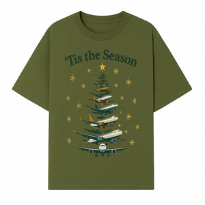 'Tis the Season Airplane Christmas Tree Graphic Tee - Holiday Travel Shirt for Pilots and Aviation Enthusiasts - T-shirt 1758254654164.jpg
