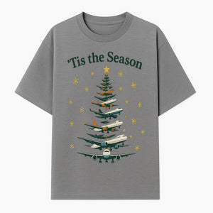 'Tis the Season Airplane Christmas Tree Graphic Tee - Holiday Travel Shirt for Pilots and Aviation Enthusiasts - T-shirt 1758254654402.jpg