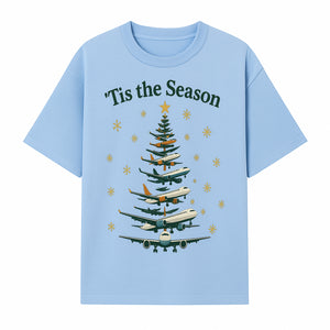 'Tis the Season Airplane Christmas Tree Graphic Tee - Holiday Travel Shirt for Pilots and Aviation Enthusiasts - T-shirt 1758254654577.jpg