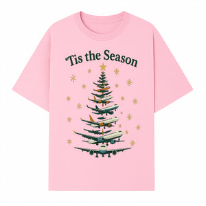 'Tis the Season Airplane Christmas Tree Graphic Tee - Holiday Travel Shirt for Pilots and Aviation Enthusiasts - T-shirt 1758254654720.jpg