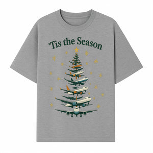 'Tis the Season Airplane Christmas Tree Graphic Tee - Holiday Travel Shirt for Pilots and Aviation Enthusiasts - T-shirt 1758254655360.jpg
