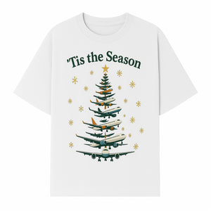 'Tis the Season Airplane Christmas Tree Graphic Tee - Holiday Travel Shirt for Pilots and Aviation Enthusiasts - T-shirt 1758254655566.jpg