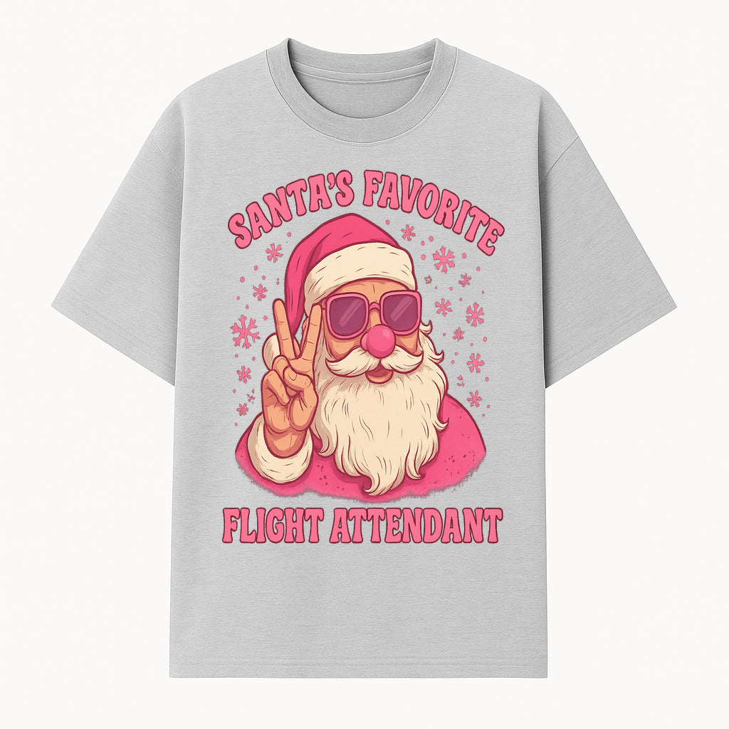 Santa's Favorite Flight Attendant Gift T-Shirt, Funny Christmas Apparel, Holiday Humor, Cute Santa Graphic Tee for Women and Men - T-shirt 1758254655892.jpg
