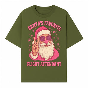 Santa's Favorite Flight Attendant Gift T-Shirt, Funny Christmas Apparel, Holiday Humor, Cute Santa Graphic Tee for Women and Men - T-shirt 1758254656312.jpg