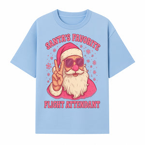 Santa's Favorite Flight Attendant Gift T-Shirt, Funny Christmas Apparel, Holiday Humor, Cute Santa Graphic Tee for Women and Men - T-shirt 1758254656627.jpg