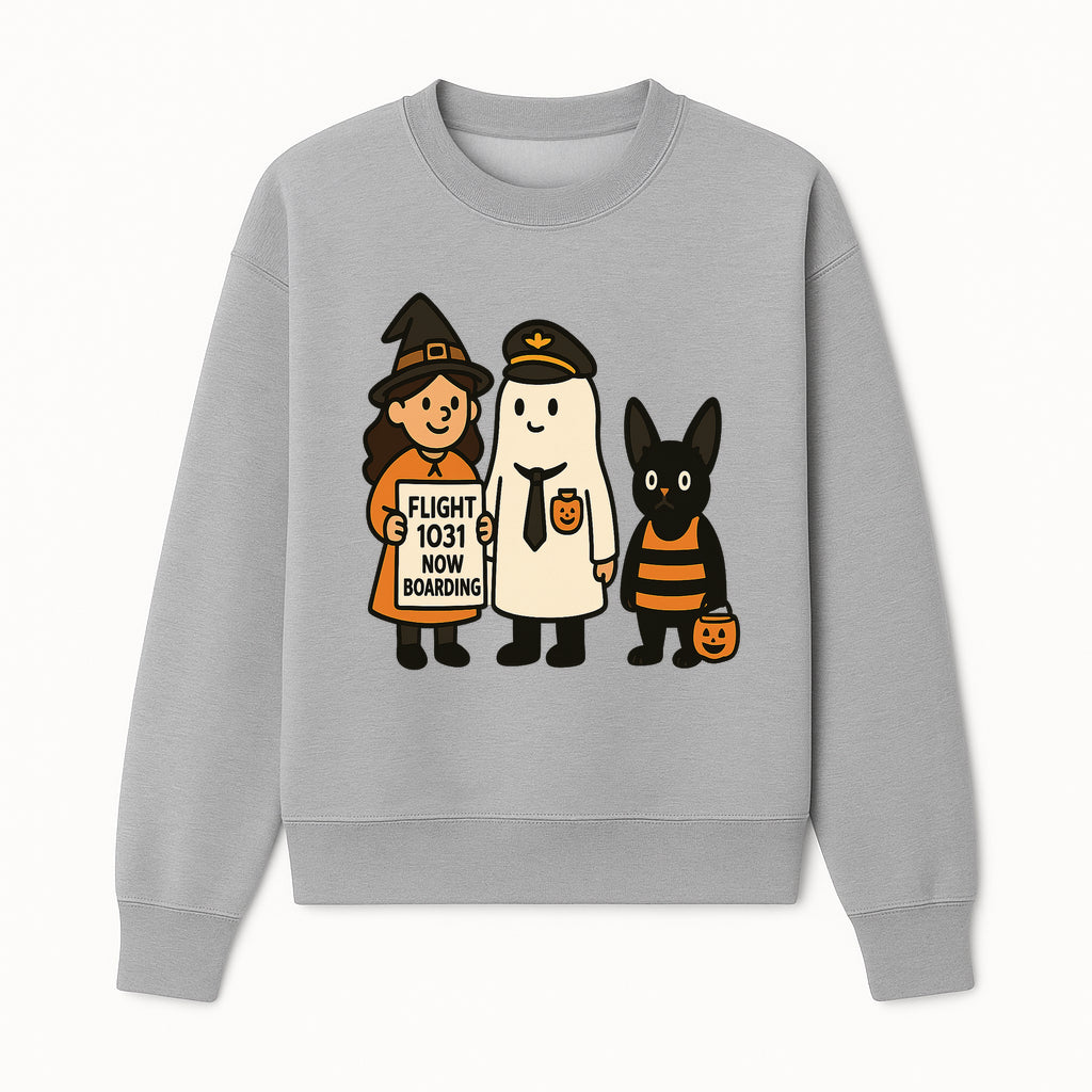 Halloween Flight 1031 Boarding Sign Art Print - Spooky Ghost, Witch, and Cat Costume Decor for Fall, Trick or Treat, Kids Room - Sweatshirt 1758254656694.jpg