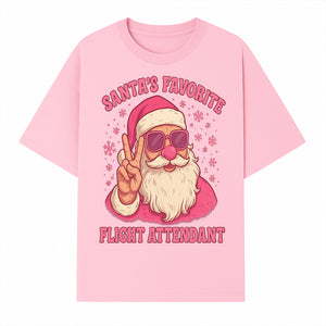 Santa's Favorite Flight Attendant Gift T-Shirt, Funny Christmas Apparel, Holiday Humor, Cute Santa Graphic Tee for Women and Men - T-shirt 1758254656782.jpg