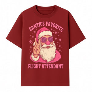 Santa's Favorite Flight Attendant Gift T-Shirt, Funny Christmas Apparel, Holiday Humor, Cute Santa Graphic Tee for Women and Men - T-shirt 1758254656912.jpg