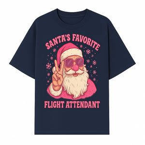 Santa's Favorite Flight Attendant Gift T-Shirt, Funny Christmas Apparel, Holiday Humor, Cute Santa Graphic Tee for Women and Men - T-shirt 1758254657064.jpg