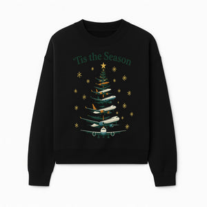 'Tis the Season Airplane Christmas Tree Graphic Tee - Holiday Travel Shirt for Pilots and Aviation Enthusiasts - Sweatshirt 1758254657205.jpg