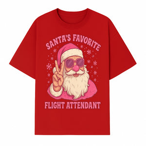 Santa's Favorite Flight Attendant Gift T-Shirt, Funny Christmas Apparel, Holiday Humor, Cute Santa Graphic Tee for Women and Men - T-shirt 1758254657206.jpg