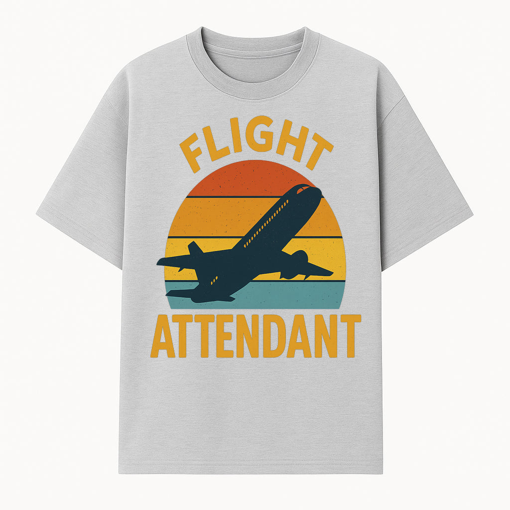 Vintage Flight Attendant Retro Airplane Sunset Graphic Tee | Travel Lover Gift | Airline Crew Apparel - T-shirt 1758254657223.jpg