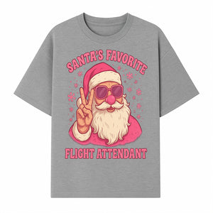 Santa's Favorite Flight Attendant Gift T-Shirt, Funny Christmas Apparel, Holiday Humor, Cute Santa Graphic Tee for Women and Men - T-shirt 1758254657306.jpg