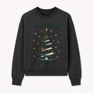 'Tis the Season Airplane Christmas Tree Graphic Tee - Holiday Travel Shirt for Pilots and Aviation Enthusiasts - Sweatshirt 1758254657351.jpg