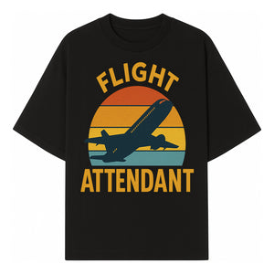 Vintage Flight Attendant Retro Airplane Sunset Graphic Tee | Travel Lover Gift | Airline Crew Apparel - T-shirt 1758254657376.jpg