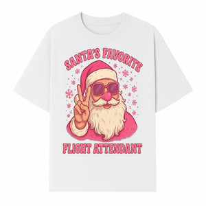 Santa's Favorite Flight Attendant Gift T-Shirt, Funny Christmas Apparel, Holiday Humor, Cute Santa Graphic Tee for Women and Men - T-shirt 1758254657433.jpg
