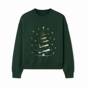 'Tis the Season Airplane Christmas Tree Graphic Tee - Holiday Travel Shirt for Pilots and Aviation Enthusiasts - Sweatshirt 1758254657510.jpg