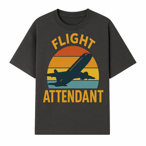 Vintage Flight Attendant Retro Airplane Sunset Graphic Tee | Travel Lover Gift | Airline Crew Apparel - T-shirt 1758254657540.jpg