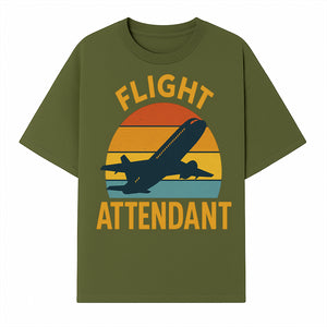 Vintage Flight Attendant Retro Airplane Sunset Graphic Tee | Travel Lover Gift | Airline Crew Apparel - T-shirt 1758254657695.jpg