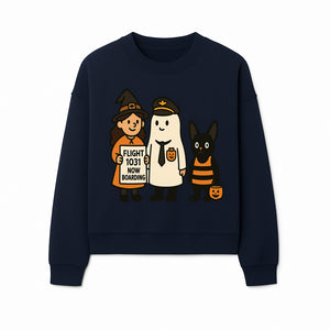 Halloween Flight 1031 Boarding Sign Art Print - Spooky Ghost, Witch, and Cat Costume Decor for Fall, Trick or Treat, Kids Room - Sweatshirt 1758254657934.jpg