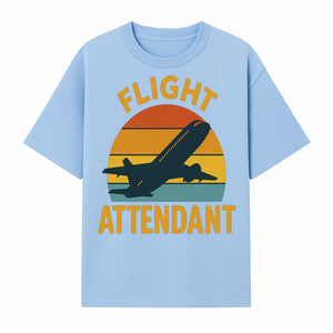 Vintage Flight Attendant Retro Airplane Sunset Graphic Tee | Travel Lover Gift | Airline Crew Apparel - T-shirt 1758254657980.jpg