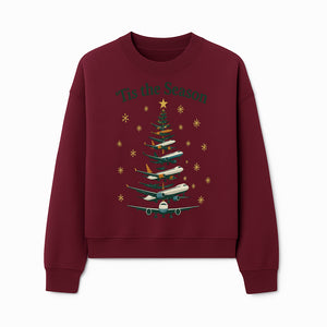 'Tis the Season Airplane Christmas Tree Graphic Tee - Holiday Travel Shirt for Pilots and Aviation Enthusiasts - Sweatshirt 1758254658159.jpg