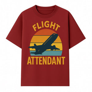 Vintage Flight Attendant Retro Airplane Sunset Graphic Tee | Travel Lover Gift | Airline Crew Apparel - T-shirt 1758254658300.jpg