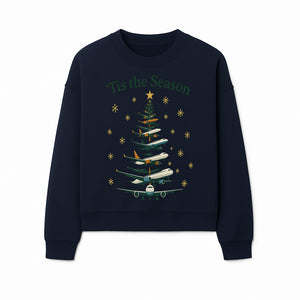 'Tis the Season Airplane Christmas Tree Graphic Tee - Holiday Travel Shirt for Pilots and Aviation Enthusiasts - Sweatshirt 1758254658310.jpg