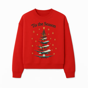 'Tis the Season Airplane Christmas Tree Graphic Tee - Holiday Travel Shirt for Pilots and Aviation Enthusiasts - Sweatshirt 1758254658467.jpg