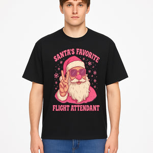 Santa's Favorite Flight Attendant Gift T-Shirt, Funny Christmas Apparel, Holiday Humor, Cute Santa Graphic Tee for Women and Men - T-shirt 1758254658560.jpg