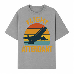 Vintage Flight Attendant Retro Airplane Sunset Graphic Tee | Travel Lover Gift | Airline Crew Apparel - T-shirt 1758254658810.jpg