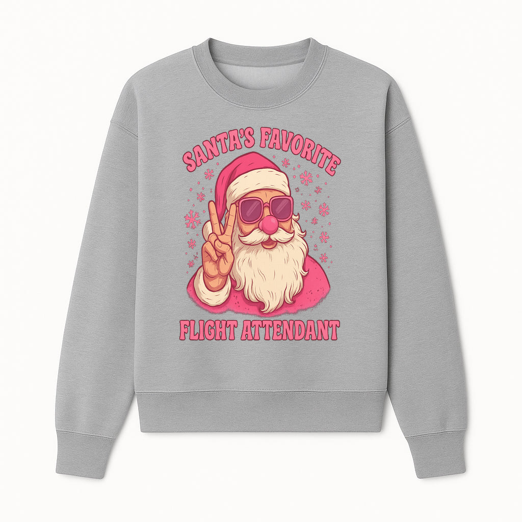 Santa's Favorite Flight Attendant Gift T-Shirt, Funny Christmas Apparel, Holiday Humor, Cute Santa Graphic Tee for Women and Men - Sweatshirt 1758254658899.jpg
