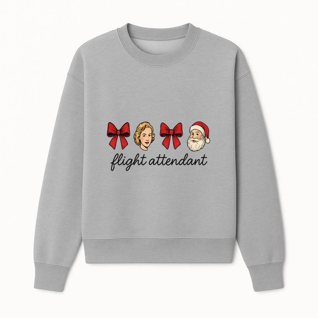 Vintage Flight Attendant Christmas Decor with Santa and Bows, Retro Holiday Wall Art, Festive Home Decoration Gift - Sweatshirt 1758254658926.jpg