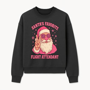 Santa's Favorite Flight Attendant Gift T-Shirt, Funny Christmas Apparel, Holiday Humor, Cute Santa Graphic Tee for Women and Men - Sweatshirt 1758254659209.jpg