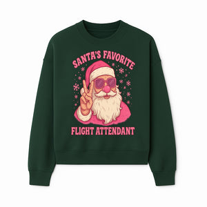 Santa's Favorite Flight Attendant Gift T-Shirt, Funny Christmas Apparel, Holiday Humor, Cute Santa Graphic Tee for Women and Men - Sweatshirt 1758254659353.jpg