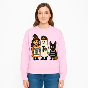 Halloween Flight 1031 Boarding Sign Art Print - Spooky Ghost, Witch, and Cat Costume Decor for Fall, Trick or Treat, Kids Room - Sweatshirt 1758254659683.jpg