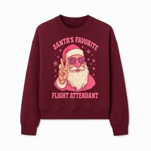 Santa's Favorite Flight Attendant Gift T-Shirt, Funny Christmas Apparel, Holiday Humor, Cute Santa Graphic Tee for Women and Men - Sweatshirt 1758254659969.jpg