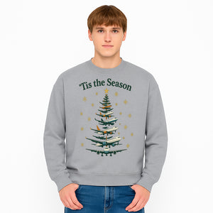 'Tis the Season Airplane Christmas Tree Graphic Tee - Holiday Travel Shirt for Pilots and Aviation Enthusiasts - Sweatshirt 1758254660020.jpg