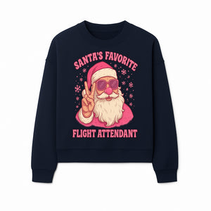 Santa's Favorite Flight Attendant Gift T-Shirt, Funny Christmas Apparel, Holiday Humor, Cute Santa Graphic Tee for Women and Men - Sweatshirt 1758254660104.jpg