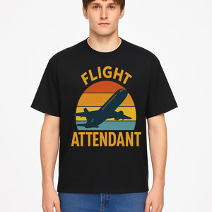 Vintage Flight Attendant Retro Airplane Sunset Graphic Tee | Travel Lover Gift | Airline Crew Apparel - T-shirt 1758254660124.jpg