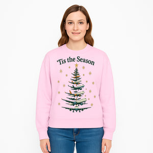 'Tis the Season Airplane Christmas Tree Graphic Tee - Holiday Travel Shirt for Pilots and Aviation Enthusiasts - Sweatshirt 1758254660148.jpg
