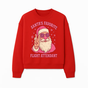Santa's Favorite Flight Attendant Gift T-Shirt, Funny Christmas Apparel, Holiday Humor, Cute Santa Graphic Tee for Women and Men - Sweatshirt 1758254660263.jpg