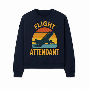 Vintage Flight Attendant Retro Airplane Sunset Graphic Tee | Travel Lover Gift | Airline Crew Apparel - Sweatshirt 1758254661649.jpg